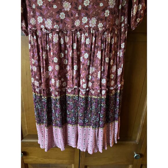 Knox Rose Women's Boho Floral Sheath Dress Short Puff Sleeve Multicolor Size S - Picture 4 of 10